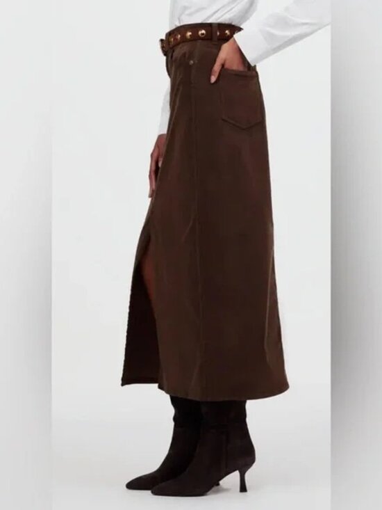 Madewell Brown Corduroy Midi Skirt size 30 - Picture 3 of 7